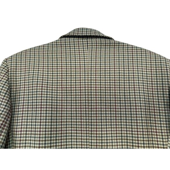 Talbots Womens Plaid Wool Jacket Size 16 Brown Cream Gingham Academia Scholar Ma - Picture 15 of 16